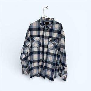 Swiss Cross Men’s Plaid Button-Down Shirt Gray Blue White Size 3XL